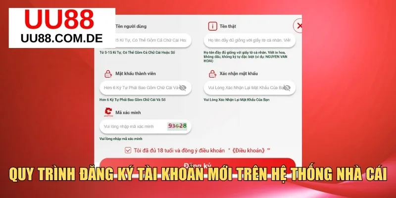 Quy trình đăng ký tài khoản mới trên hệ thống nhà cái